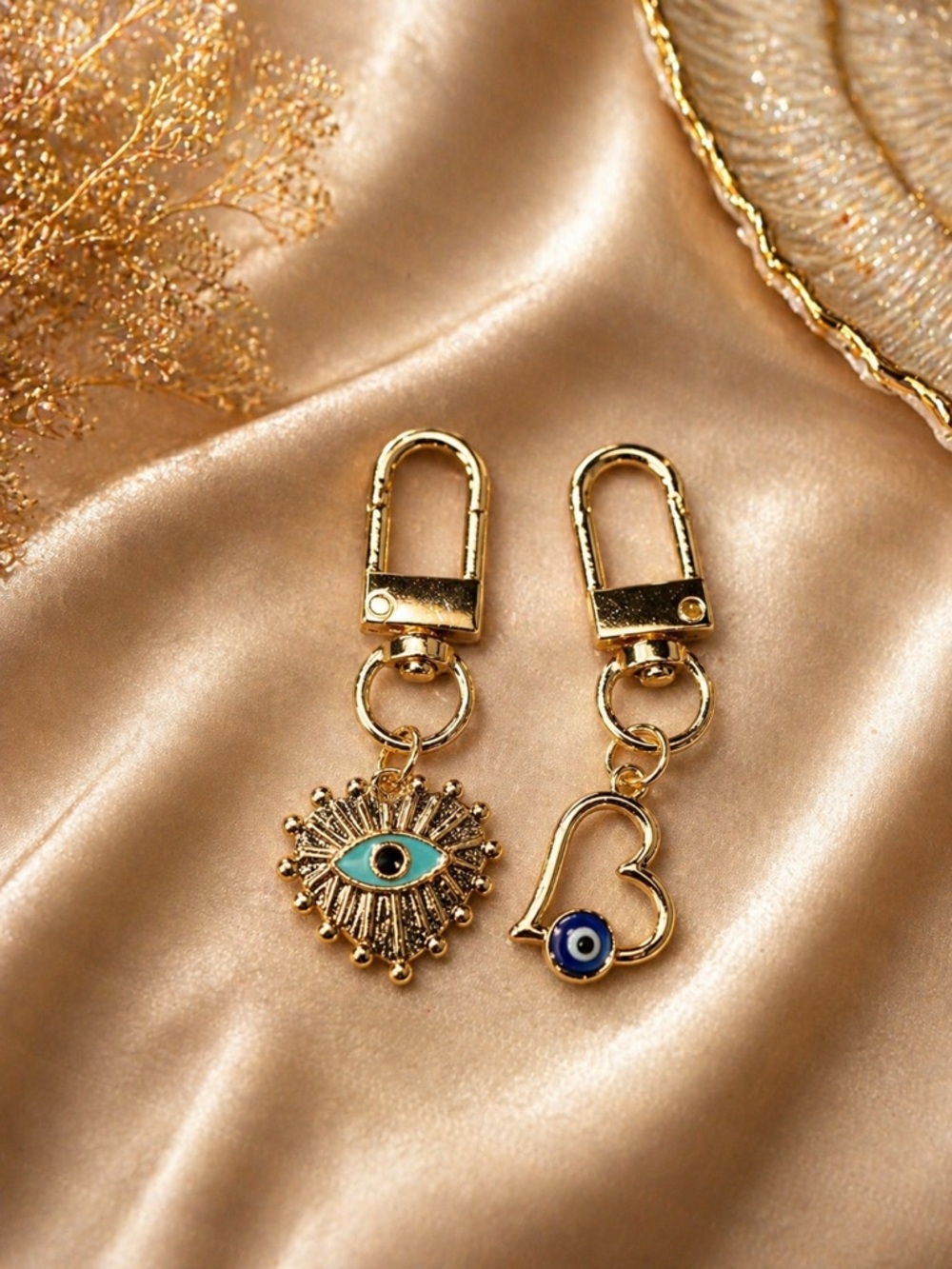 🌈 Mini Gold Evil Eye & Mini Heart Evil Eye Keychain